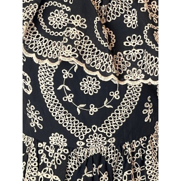 LoveShackFancy Black And Cream Pamela Asymmetric One Shoulder Flounce‎ Dress S - Picture 9 of 14